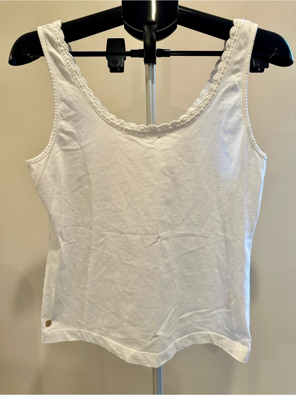 Lilly Pulitzer White Lace-Trim Scoop Tank